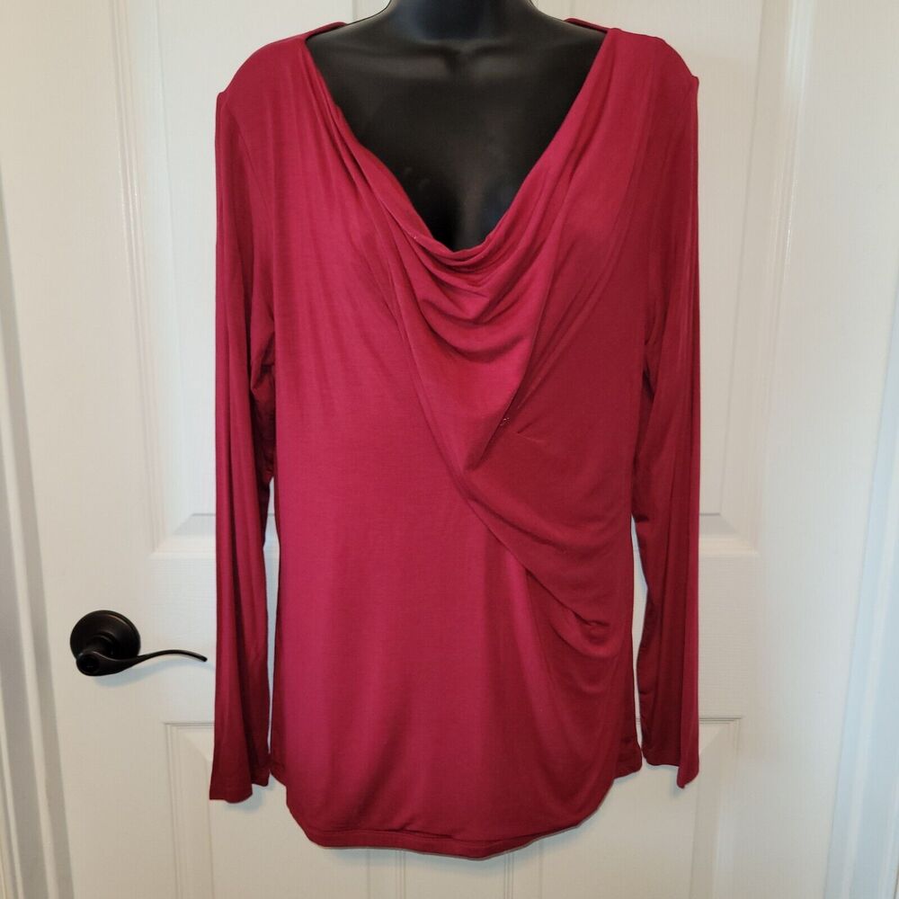 Pendleton Top Woman Large Red Cowl Neck Drape Minimalist Base Balletcore